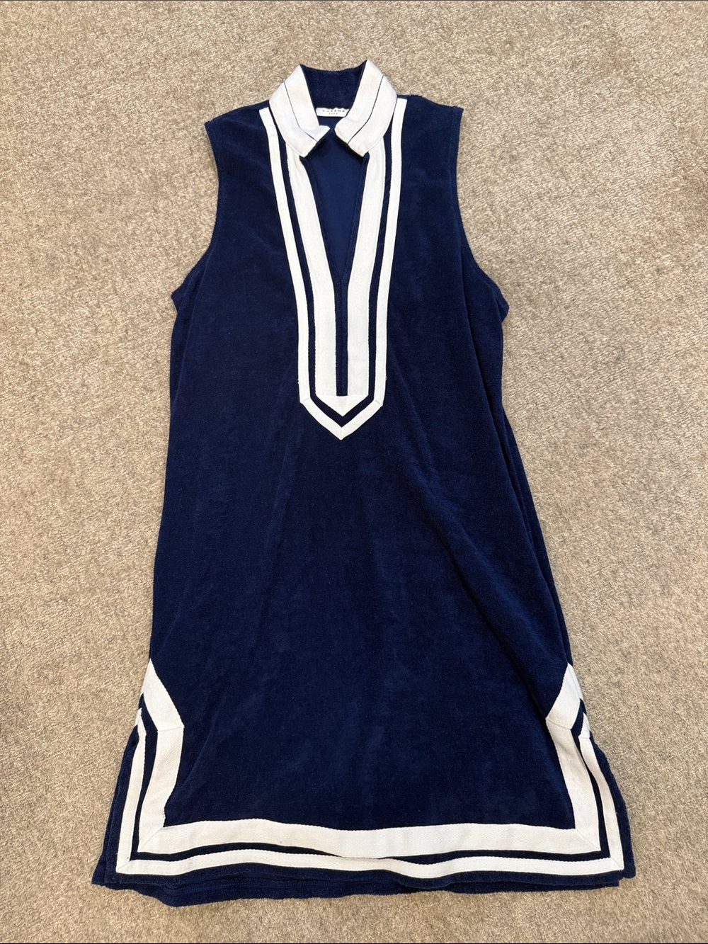 Cabana Life Navy and White Sleeveless Swim Coverup